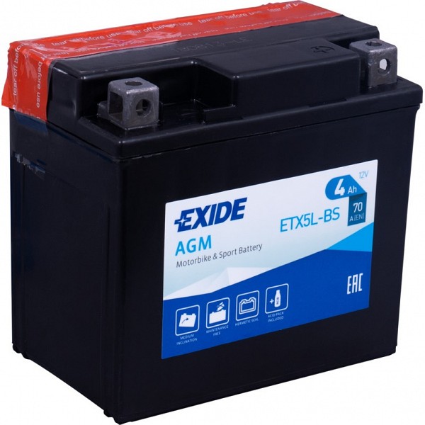 Moto akumulator Exide ETX5L-BS 12V-4Ah 